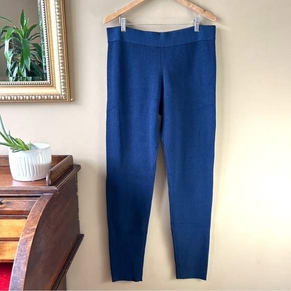 Lunya Waffle Knit Slim Pants Navy Blue Cozy Cotton Silk Thermal Back Pocket Sz L - Picture 4 of 9